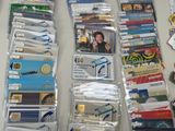 many different types of business cards laid out on a table