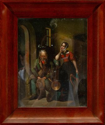 Les musiciens, huile sur plaque de métal, 19e siècle