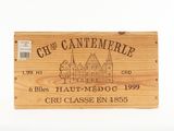 a wooden box with a wine label on it