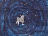 une image représentant un tableau où l'on voit un mouton au milieu d'un tourbillon bleu