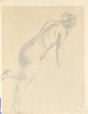 dessin représentant une femme nue, allongée sur le dos