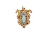 an oplite and diamond broochle pendant