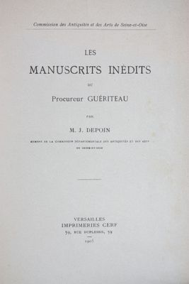 REGIONALISME - VAL D'OISE - DEPOIN : les manuscrits inédits …