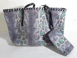 snake skin handbag with matching wallet and wrist strap