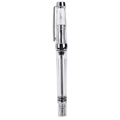 the pen is clear and has a metal tip