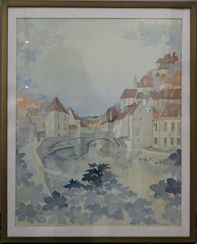 Henri BRIVET « le pont de la Terrade ». Lithographie. Signée. 44x...