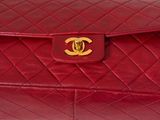 chanel red quilted leather clutch bag with gold hardware