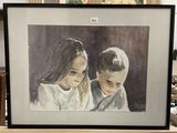 a picture of a painting of a boy and a girl