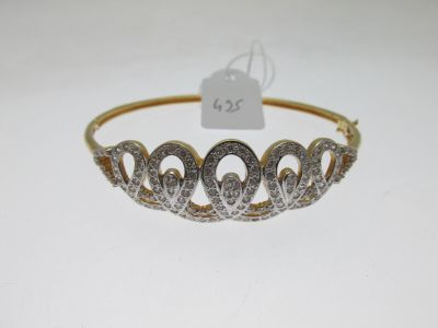 bracelet rigide ouvrant de forme ovale monture or 750°/°° … - Photo 1