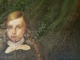 painting of a man with a bow tie in a green room