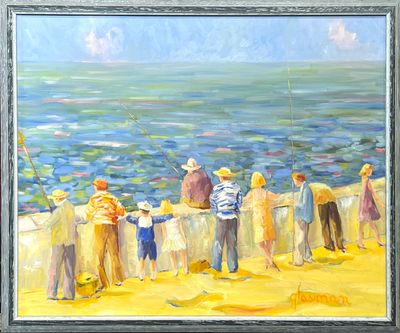 GLASMAN (XXe siècle). Pêcheurs sur les quais.