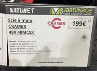 CRAMER. Scie à main 48 V 48MCSX, sans batterie (photo 3)