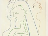 une image représentant un dessin d'une femme et d'un chat