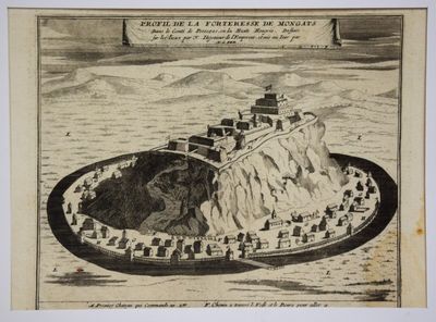 Profil de la forteresse de Mongats (Hongrie), gravure époque…