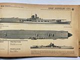 a book open to a picture of a battleship and a submarine