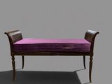 a bench that has a pink cushion on it