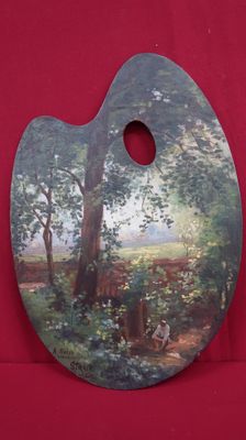 une photo d'un tableau sur un fond rouge