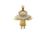 an image of a gold and silver pendant with a bird on it