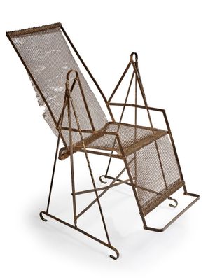 Fauteuil à bascule en fer forgé, à structure légère et ajour…