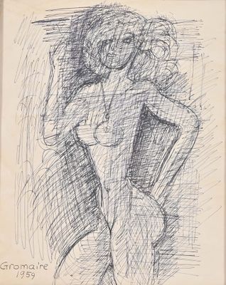 an image of a drawing of a woman in a chair