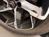 a close up of a tire on a car