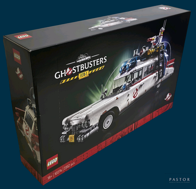 a box with a lego ghostbuster car in it