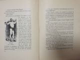 an open book with a drawing of a man holding a baseball bat