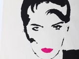 a picture of a painting of a woman with a pink lipstick