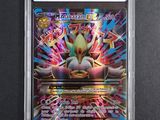 a close up of a pokemon trading card in a plastic case