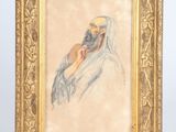 a painting of an old man holding a child in a gold frame