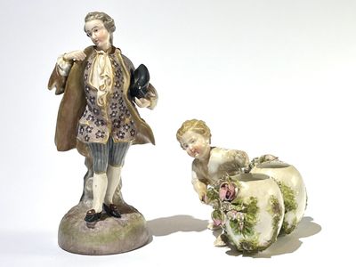 ALLEMAGNE. Sujet en porcelaine polychrome représentant un gentilhomme. - Photo 1