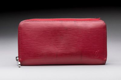 louis vuitton red epi leather zip around wallet