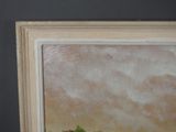 a picture of a painting of a landscape with a horse in the distance