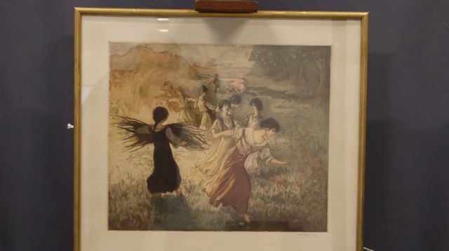 Allan OSTERLIND (1855-1938) « feu de St Jean », estampe, signée e...