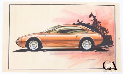 Ce dessin sur papier représente une voiture.
