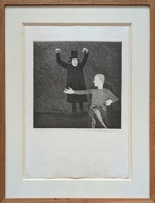 tableau représentant un homme et une femme assis sur un banc