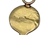 an image of a gold pendant with a woman ' s face on it