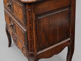 an old wooden table with a drawer on top of it