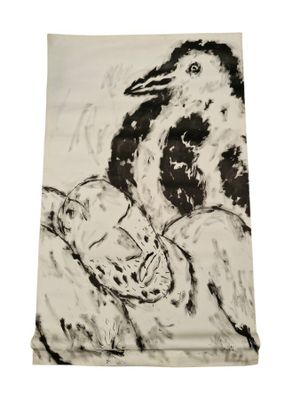 dessin en noir et blanc représentant un chien et un chat sur une couverture