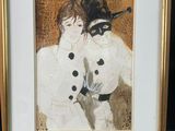 painting of two people in white coats and black masks