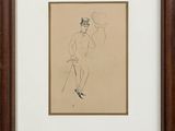 an image of a drawing of a man with a hat and a cane