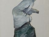 painting of a polar bear sitting on a rock in a frame