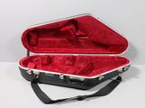 a black case with a red lining inside of it