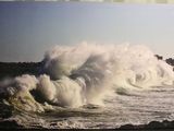 une photo d'une photo représentant une grande vague dans l'océan