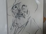 le dessin d'un homme en costume et chapeau