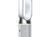 a white air purifier sitting on top of a metal stand