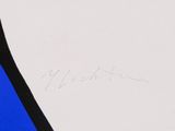 an image of a blue and white painting with a black border