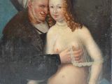une image représentant un tableau où l'on voit un homme et une femme s'étreignant