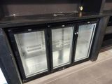 two glass doors that are open in a kitchen