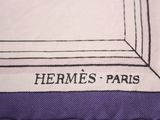 hermes ' s paris purple and white silk pocket square